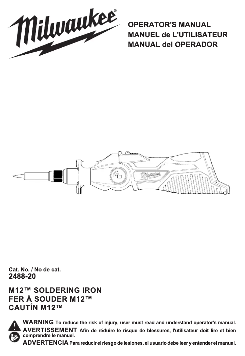 Page 1 de la notice Manuel utilisateur Milwaukee M12 2488-21
