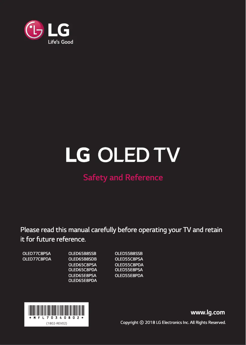 Page 1 de la notice Manuel utilisateur LG OLED65E8PDA