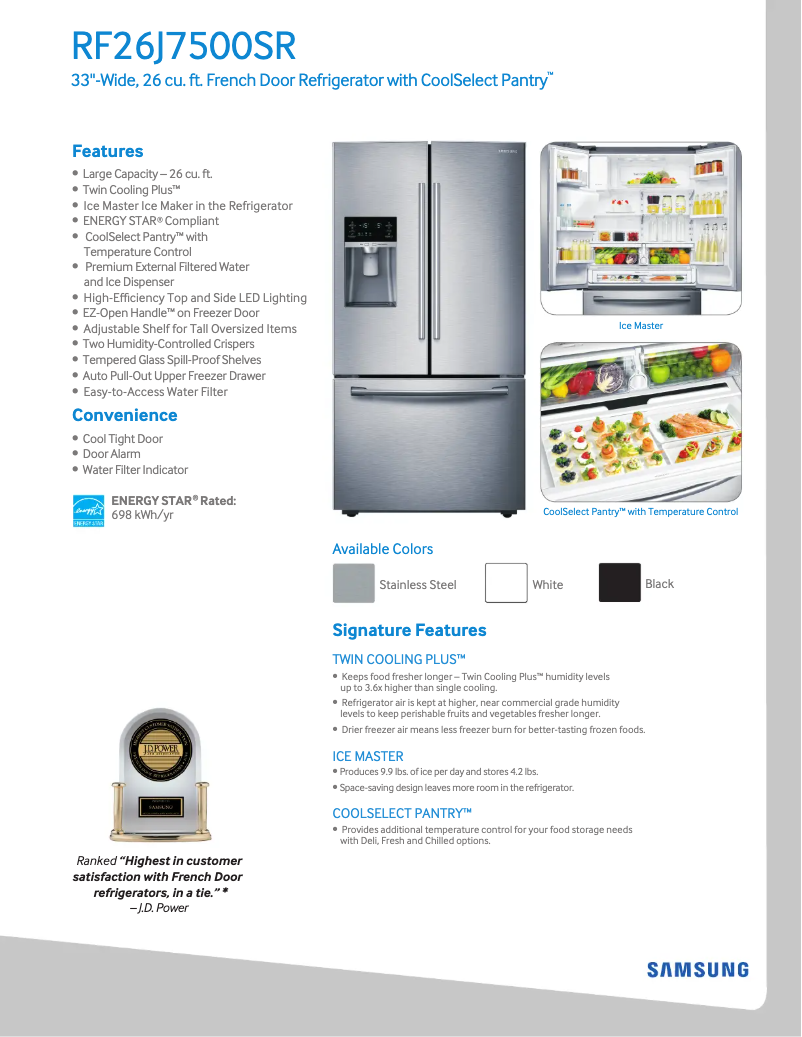 Page n°1 - Fiche technique Samsung RF23J9011SR