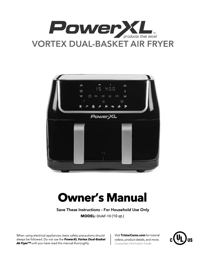 Page 1 de la notice Manuel utilisateur PowerXL Vortex Dual Basket Air Fryer DUAF-10