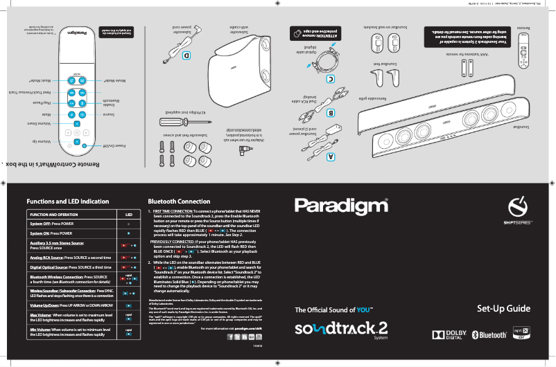 Page n°1 - Guide d'installation Paradigm Soundtrack 2 System