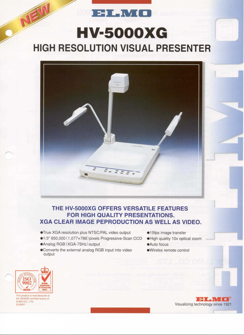 Page n°1 - Brochure Elmo HV-5000XG