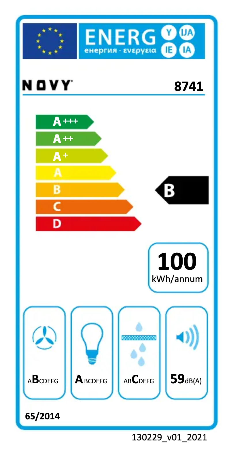 Page 1 de la notice Label énergétique Novy Fusion Pro 8741