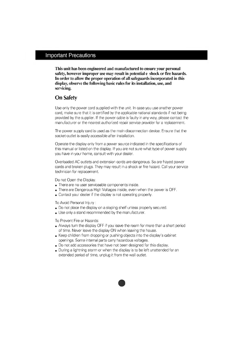 Page 1 de la notice Manuel utilisateur LG LB800H