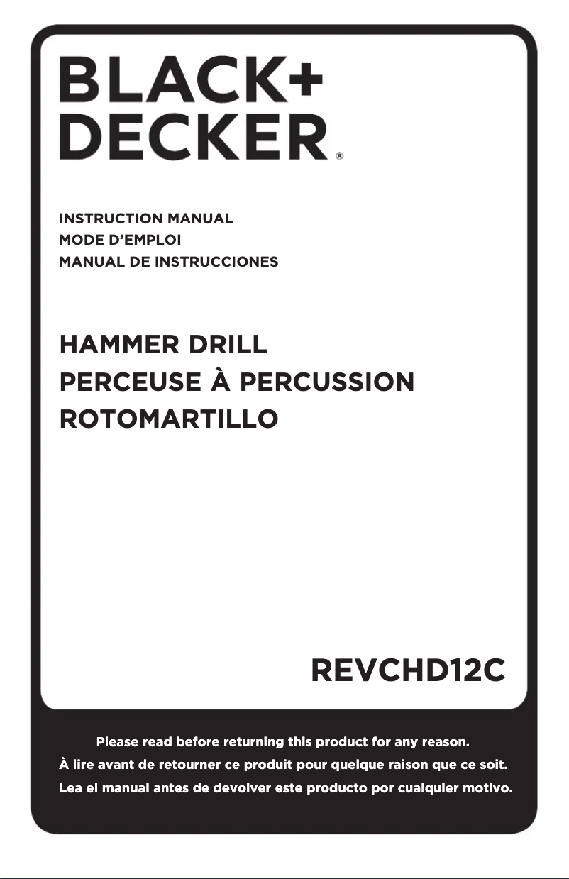 Page n°1 - Manuel utilisateur Black & Decker REVCHD12C