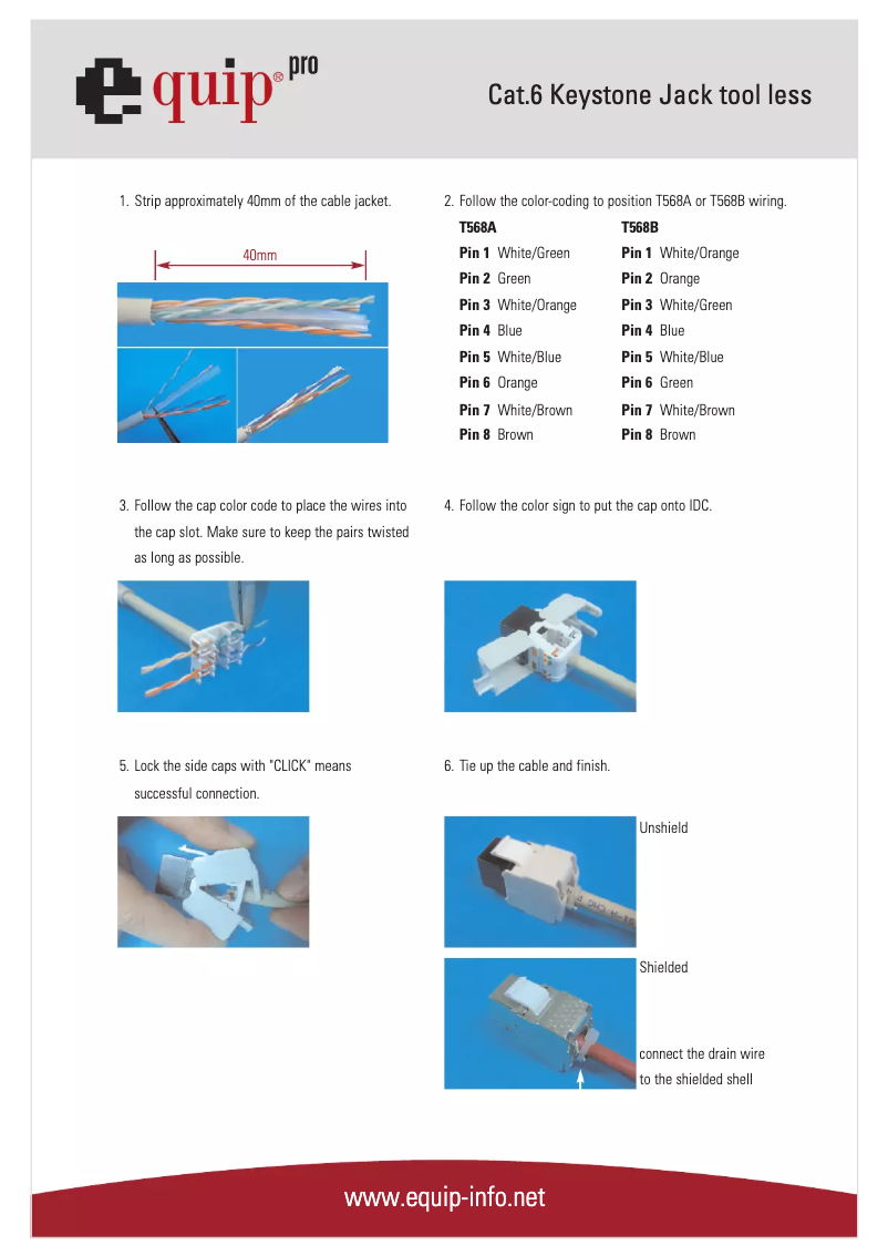 Page 1 de la notice Manuel utilisateur Equip Cat.6 Keystone Jack
