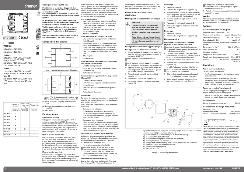 Page n°1 - Instructions / montage Hager WHTR41205Q