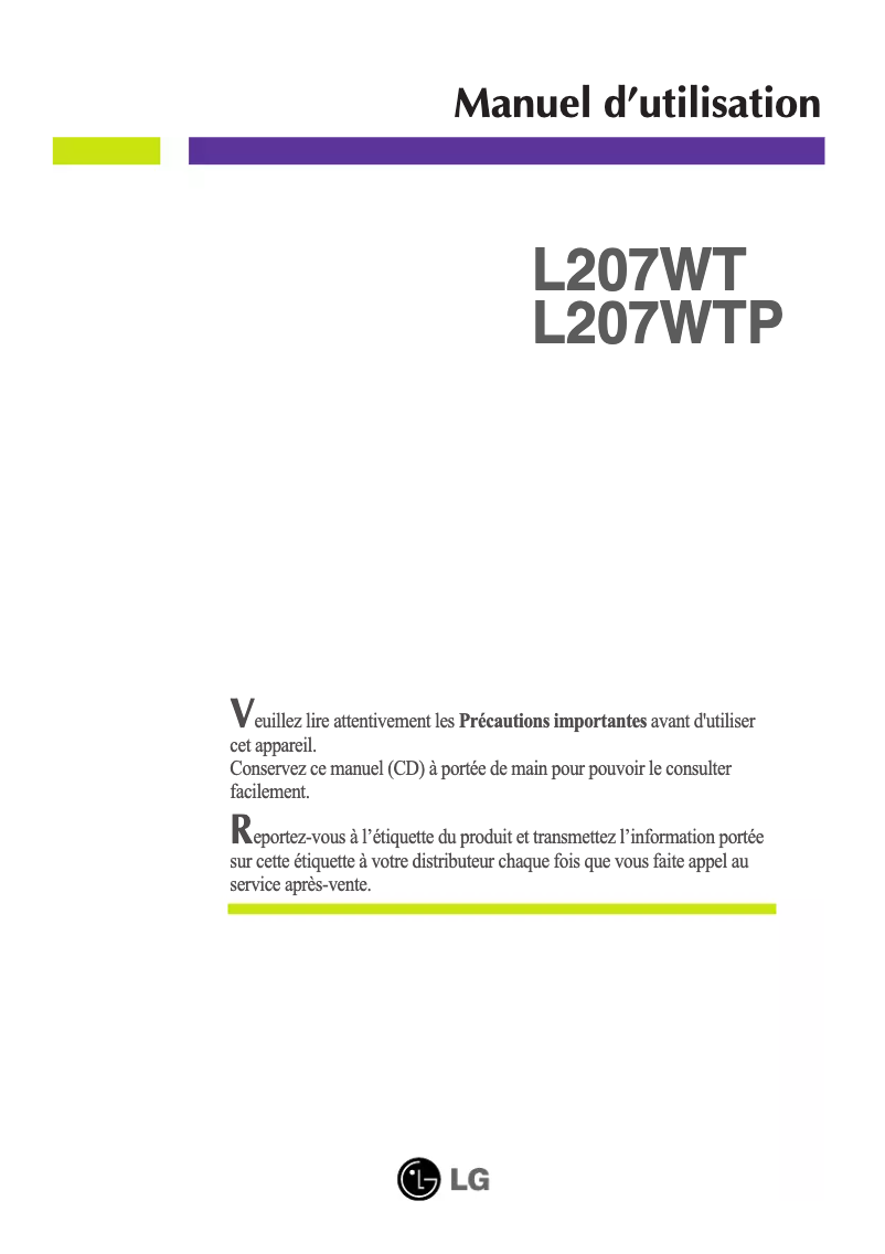 Página 1 del manual Manual de usuario LG L207WTP-PF