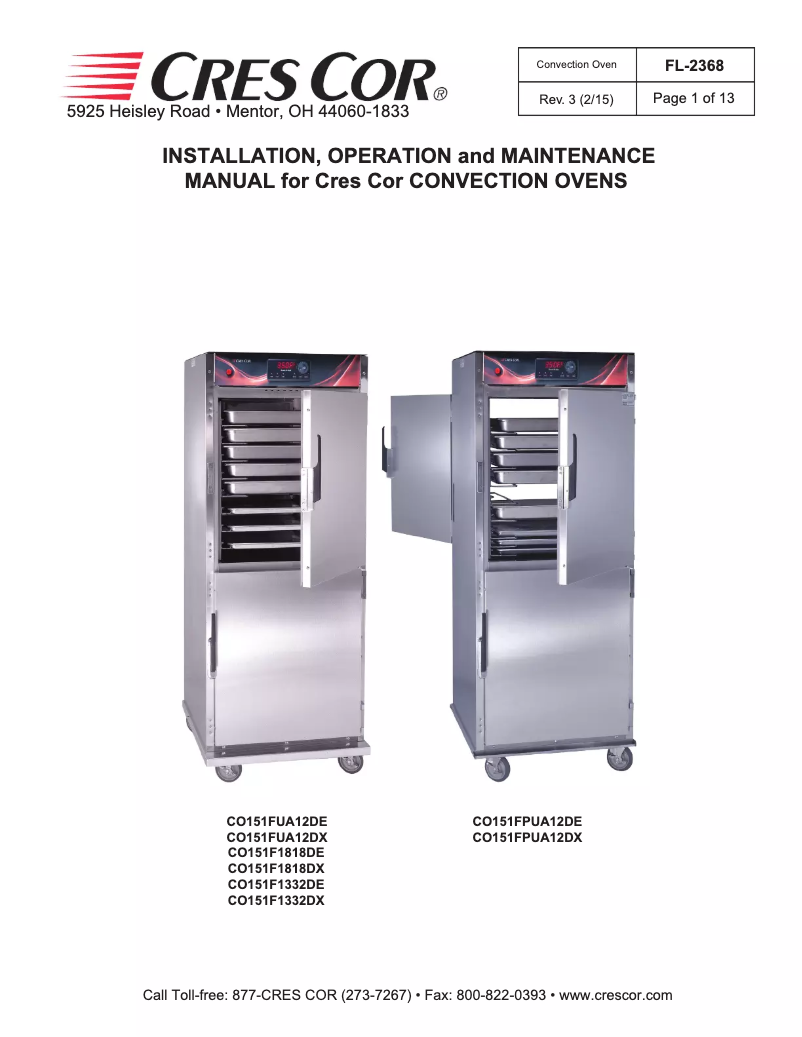 Page n°1 - Manuel utilisateur Cres Cor CO151F1818DE