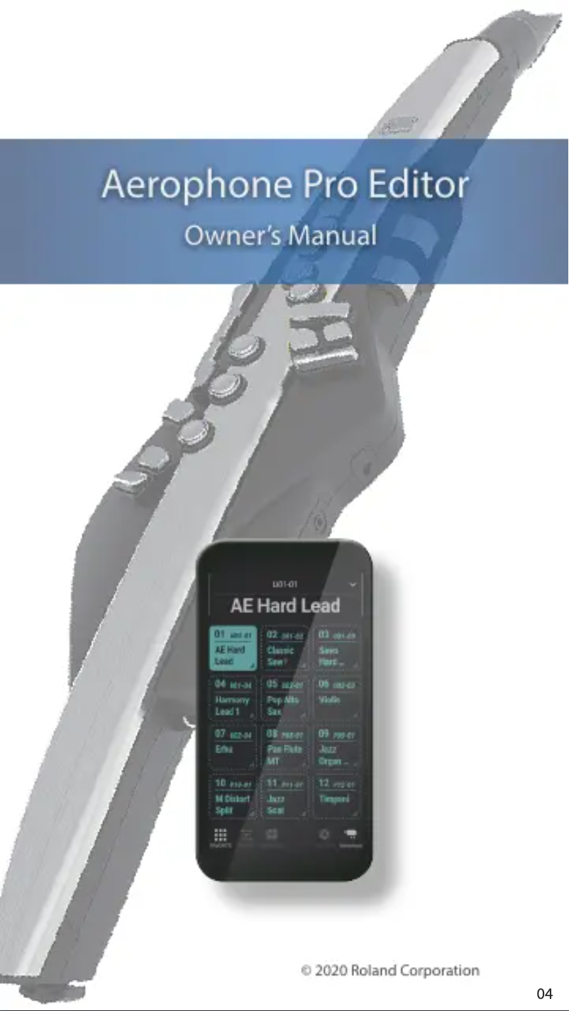 Image de la première page du manuel de l'appareil Aerophone Pro Editor