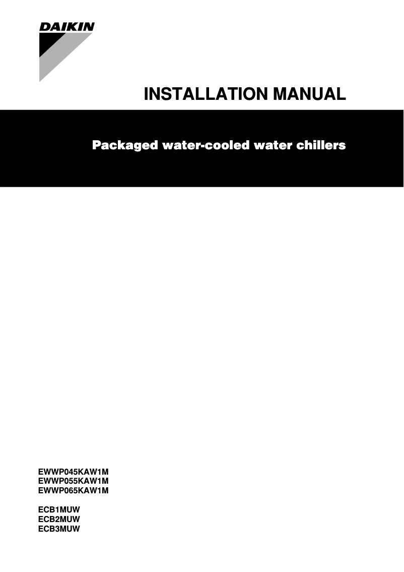 Page 1 de la notice Guide d'installation Daikin EWWP185KBW1N