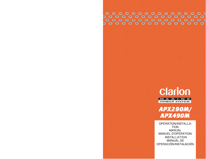 Page n°1 - Manuel utilisateur Clarion APX290M