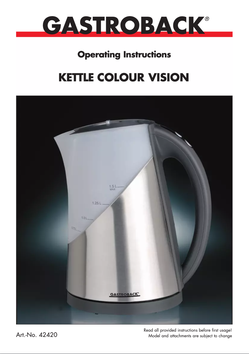 Image de la première page du manuel de l'appareil 42420