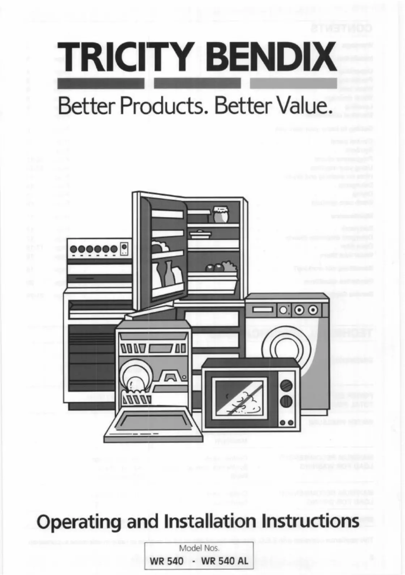 Page 1 de la notice Manuel utilisateur Tricity Bendix WR540
