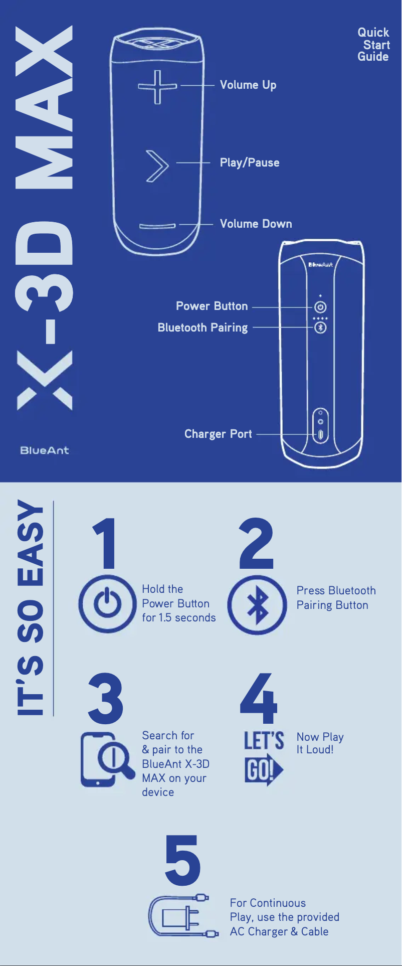 Page n°1 - Guide de démarrage rapide BlueAnt X-3D MAX