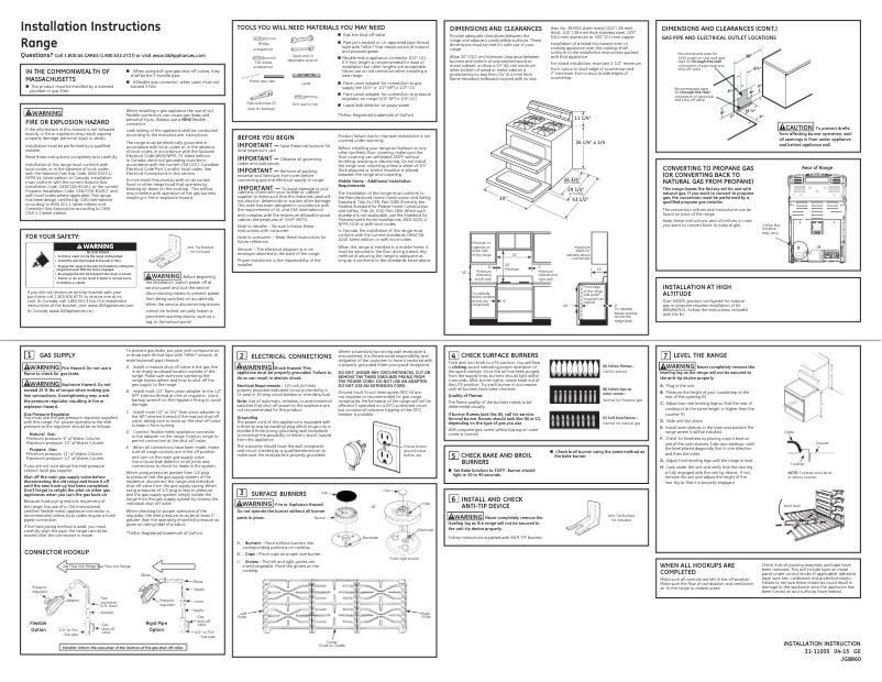 Page n°1 - Guide d'installation GE JGB860DEJBB
