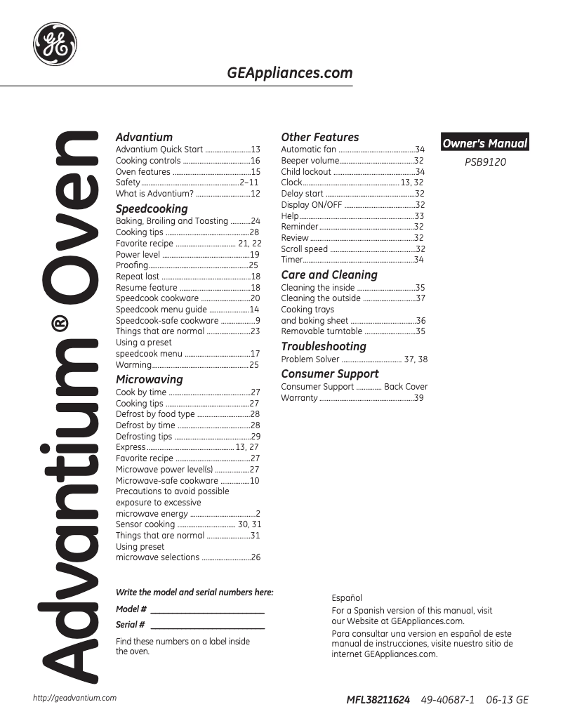 Page 1 de la notice Manuel utilisateur GE PSB9120SFSS Profile