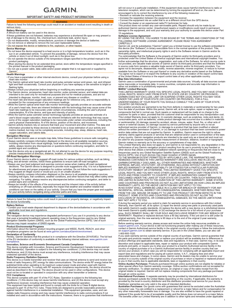 Page 1 de la notice Fiche technique Garmin MARQ Expedition