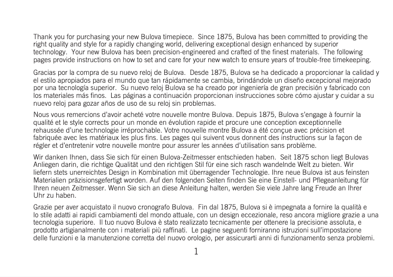 Page 1 de la notice Manuel utilisateur Bulova Classic 96M126