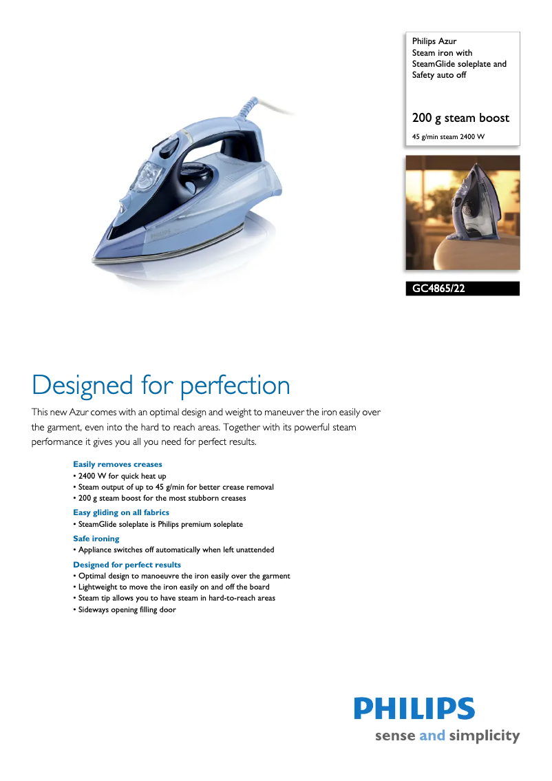 Image de la première page du manuel de l'appareil Azur Steam GC4865