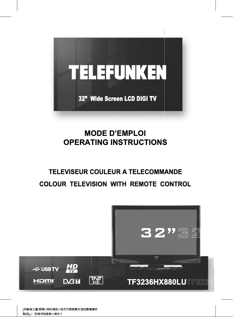 Page 1 de la notice Manuel utilisateur Telefunken TF3236HX880LU