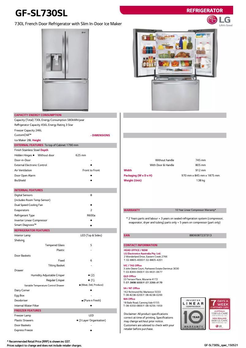Imagen de la primera página del manual del dispositivo GF-SL730SL