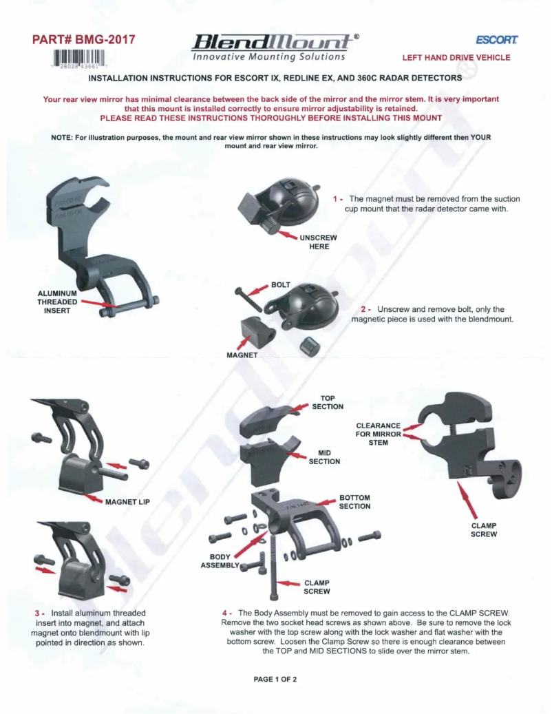 Página 1 del manual Manual de usuario BlendMount BMG-2017