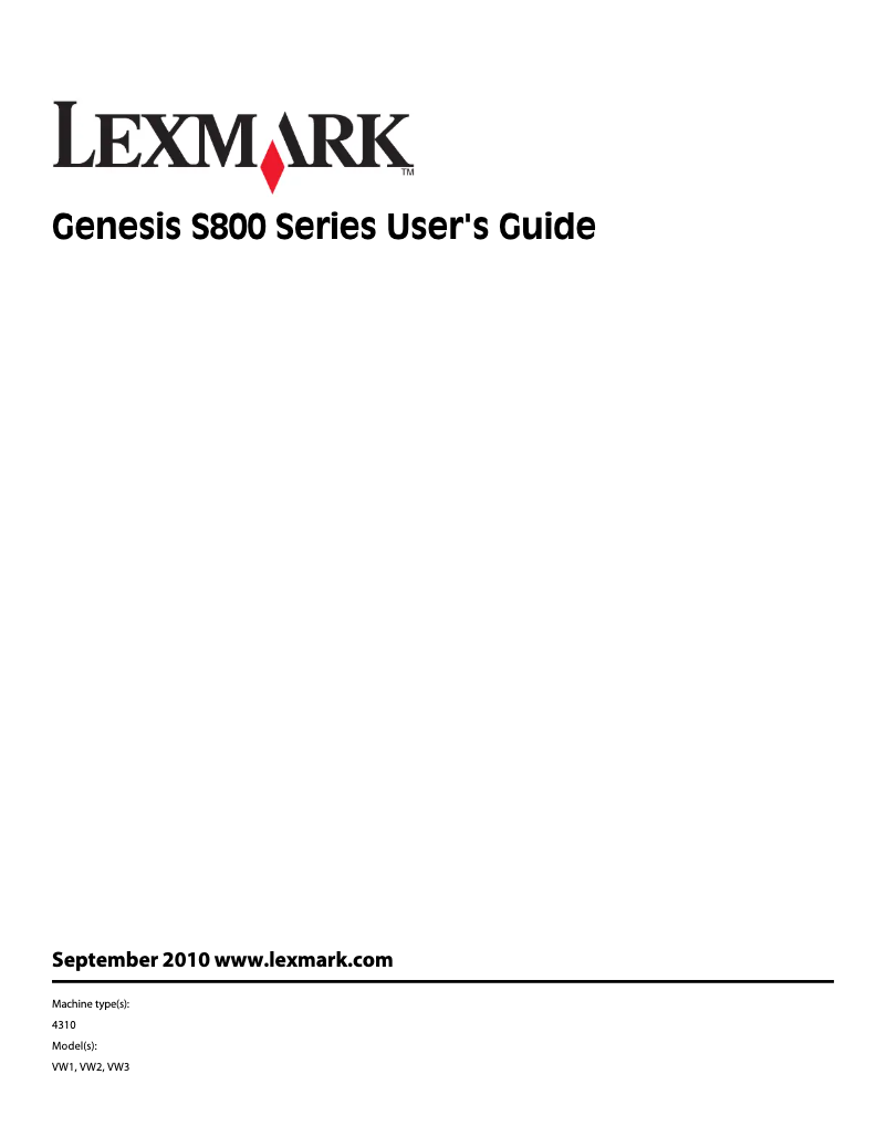 Page 1 de la notice Manuel utilisateur Lexmark Genesis S800