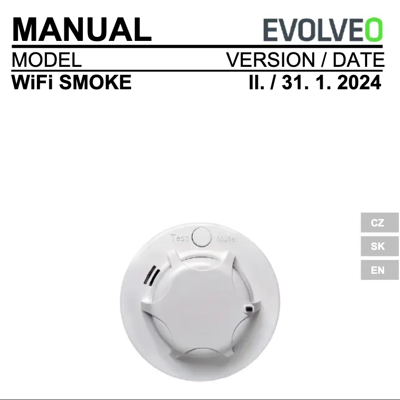 Page n°1 - Manuel utilisateur Evolveo WiFi SMOKE