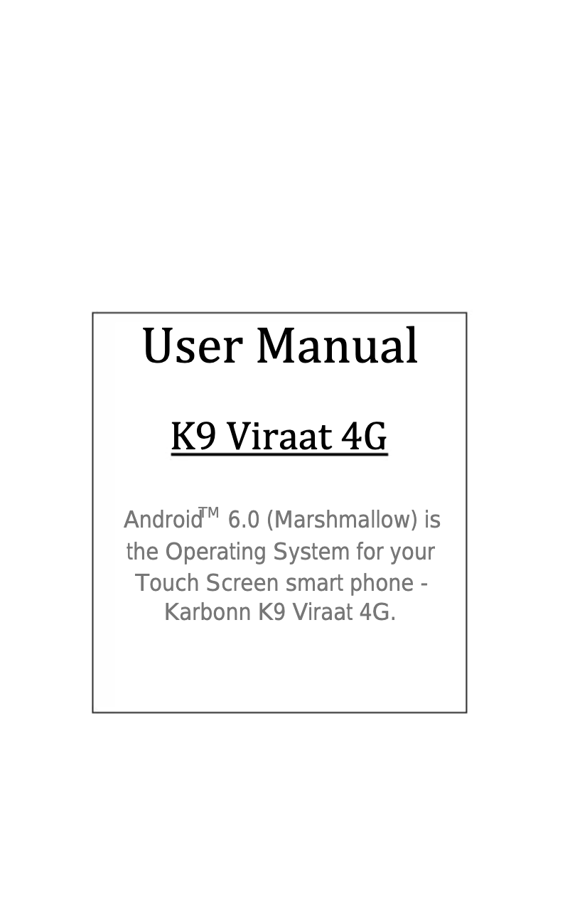 Image de la première page du manuel de l'appareil K9 Viraat 4G
