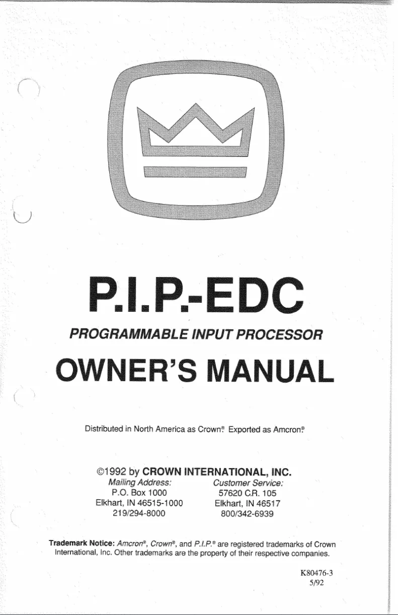 Image de la première page du manuel de l'appareil P.I.P.-EDC