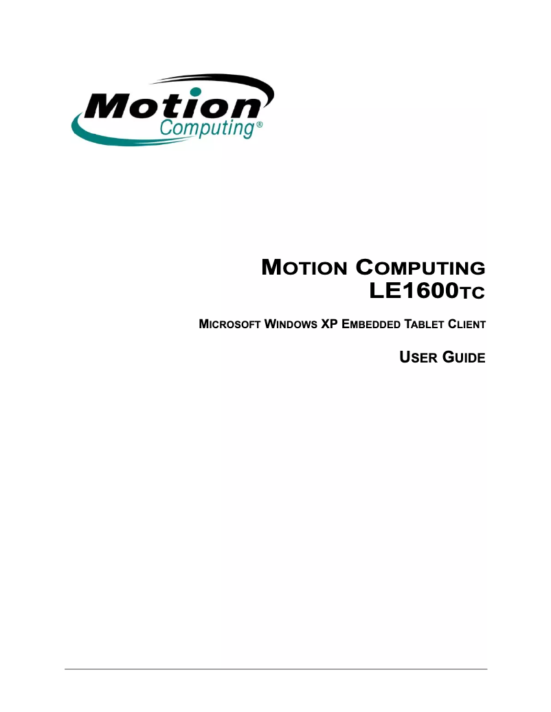 Page n°1 - Manuel utilisateur Motion Computing LE1600TC