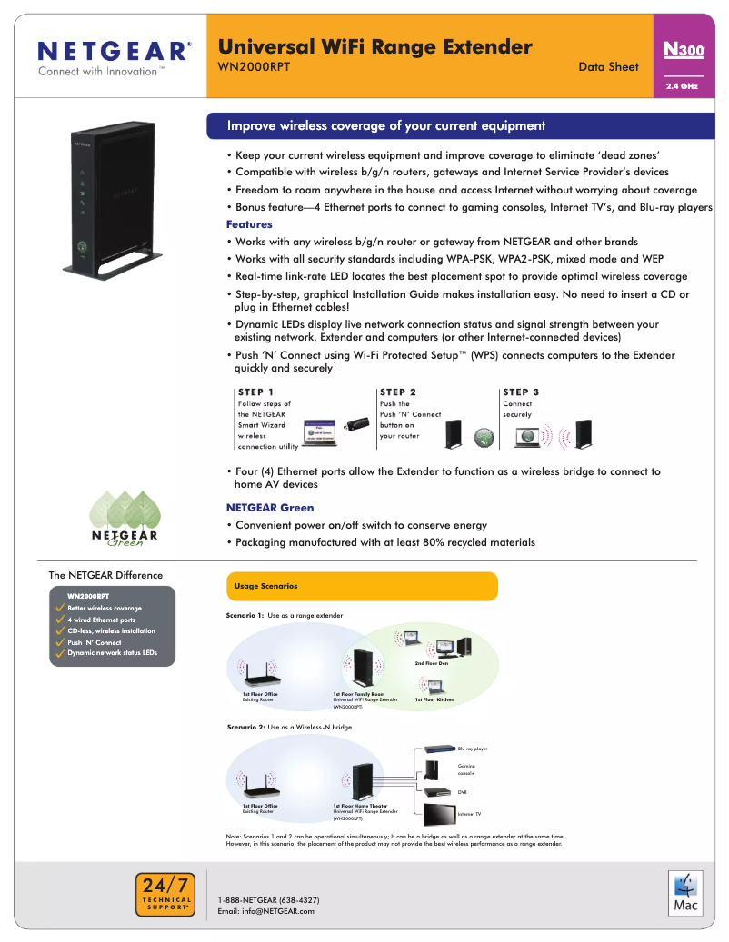 Page n°1 - Fiche technique Netgear WN2000RPT