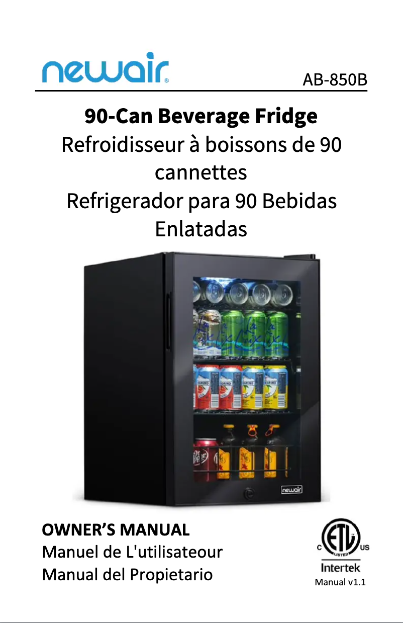 Page 1 de la notice Manuel utilisateur NewAir AB-850B