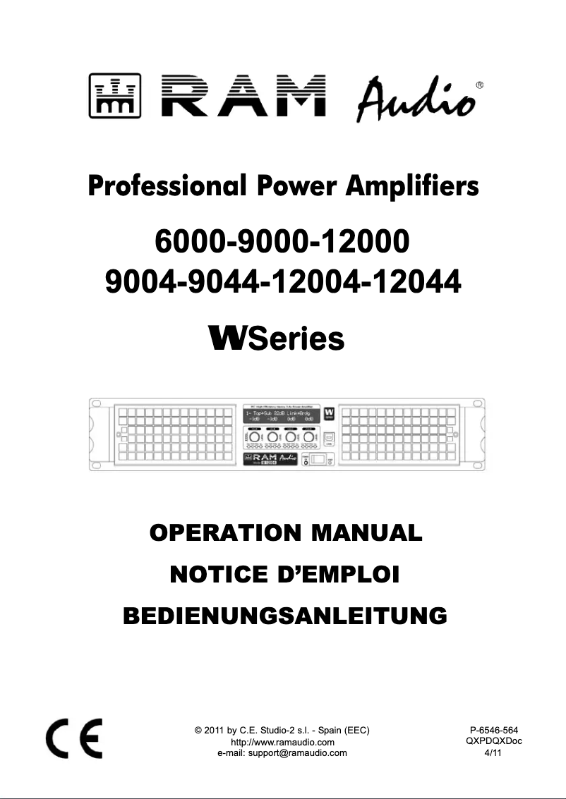Page n°1 - Manuel utilisateur Ram Audio W 9000