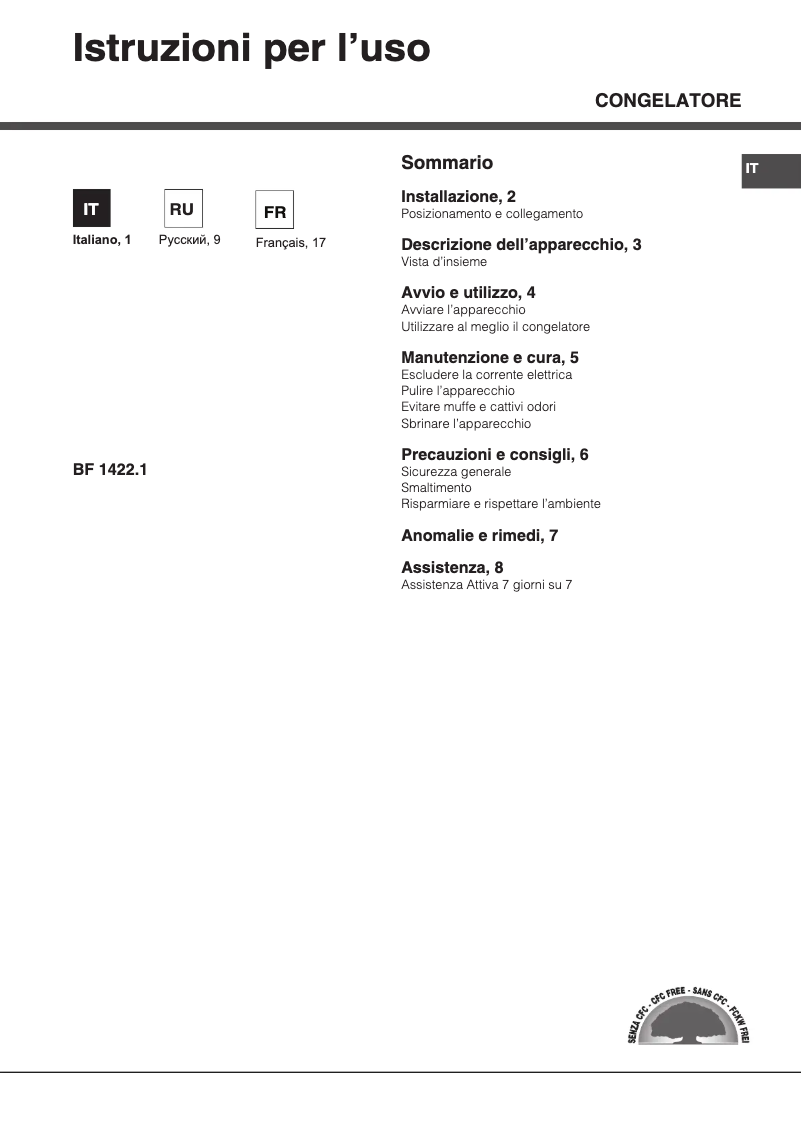 Page n°1 - Manuel utilisateur Hotpoint Ariston BF 1422.1