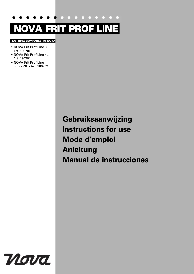 Página 1 del manual Manual de usuario Nova Frit Prof Line 180701