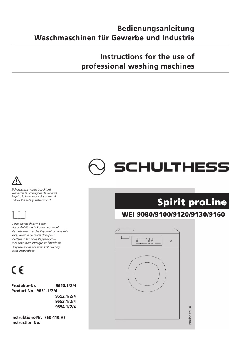 Page 1 de la notice Manuel utilisateur Schulthess Spirit proLine WEI 9130