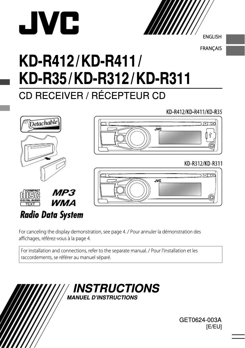 Page 1 de la notice Manuel utilisateur JVC KD-R412E