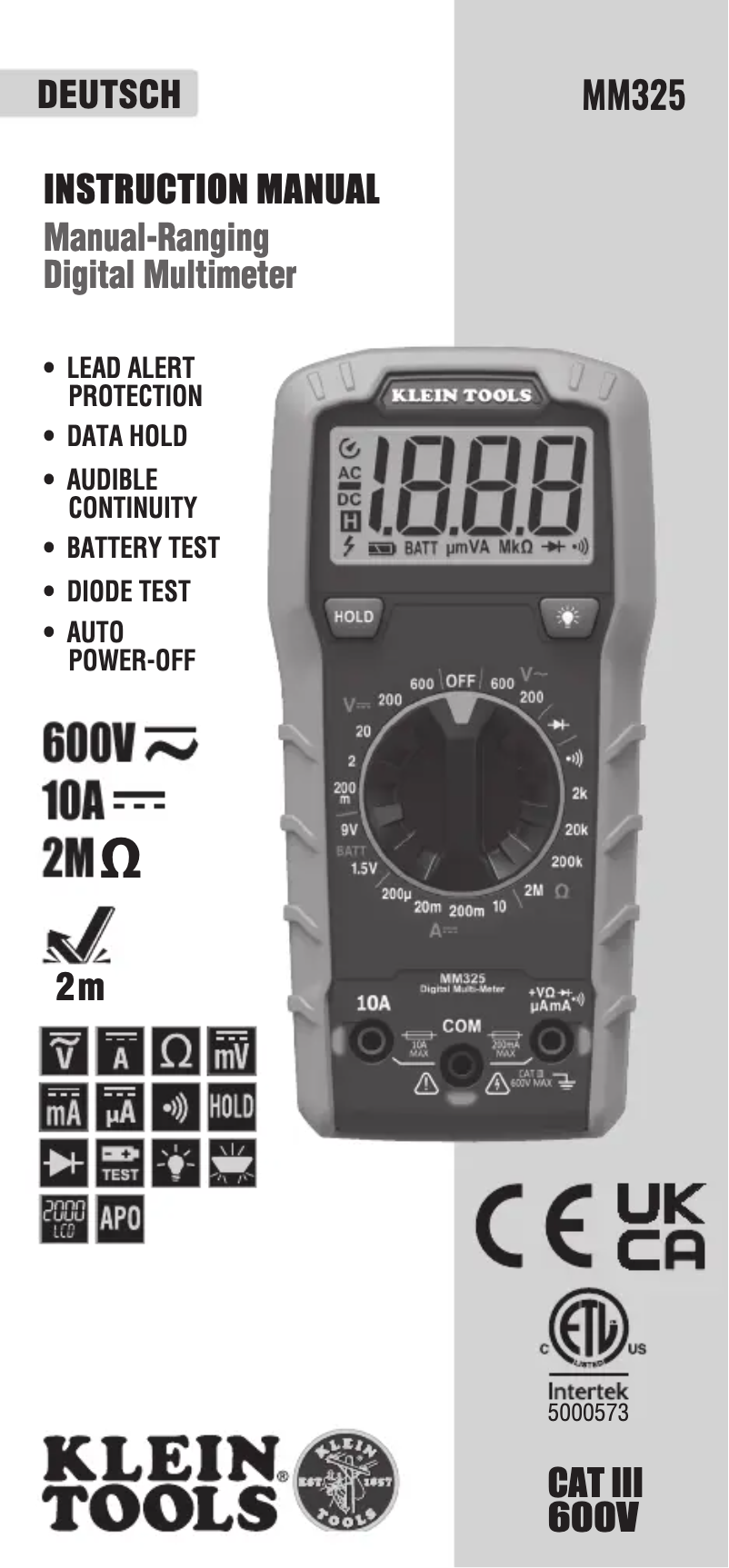 Image de la première page du manuel de l'appareil MM325