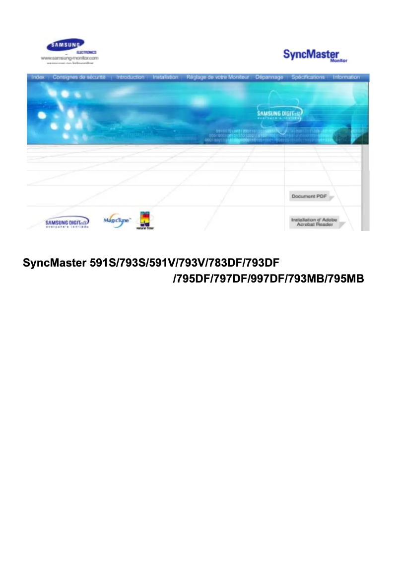 Page 1 de la notice Manuel utilisateur Samsung SyncMaster 997DF