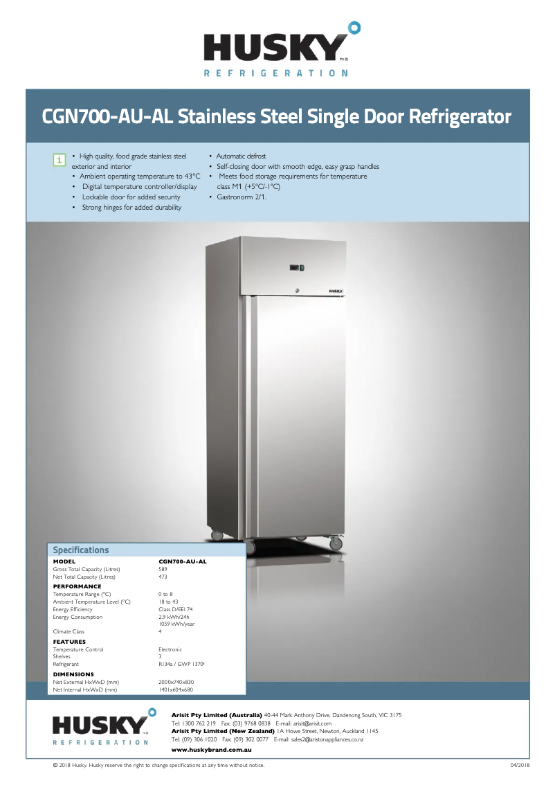 Page n°1 - Fiche technique Husky CGN700-AL