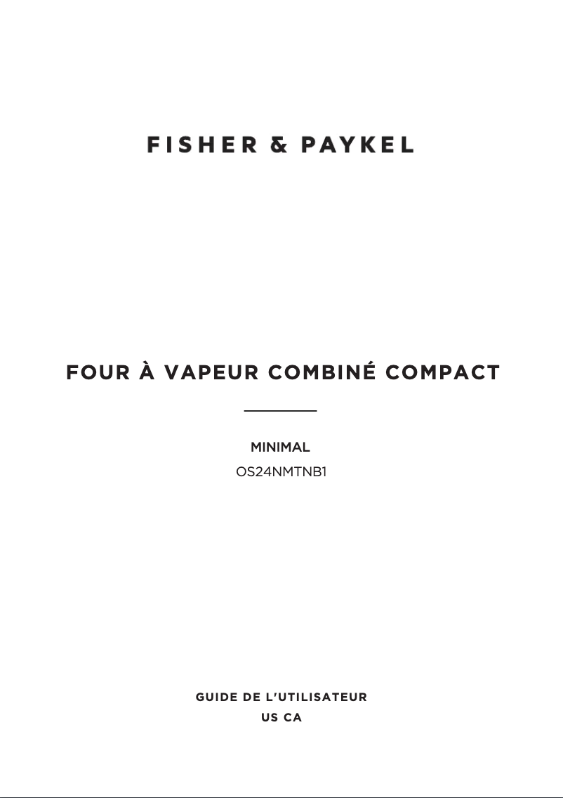 Page 1 de la notice Manuel utilisateur Fisher & Paykel OS24NMTNB1