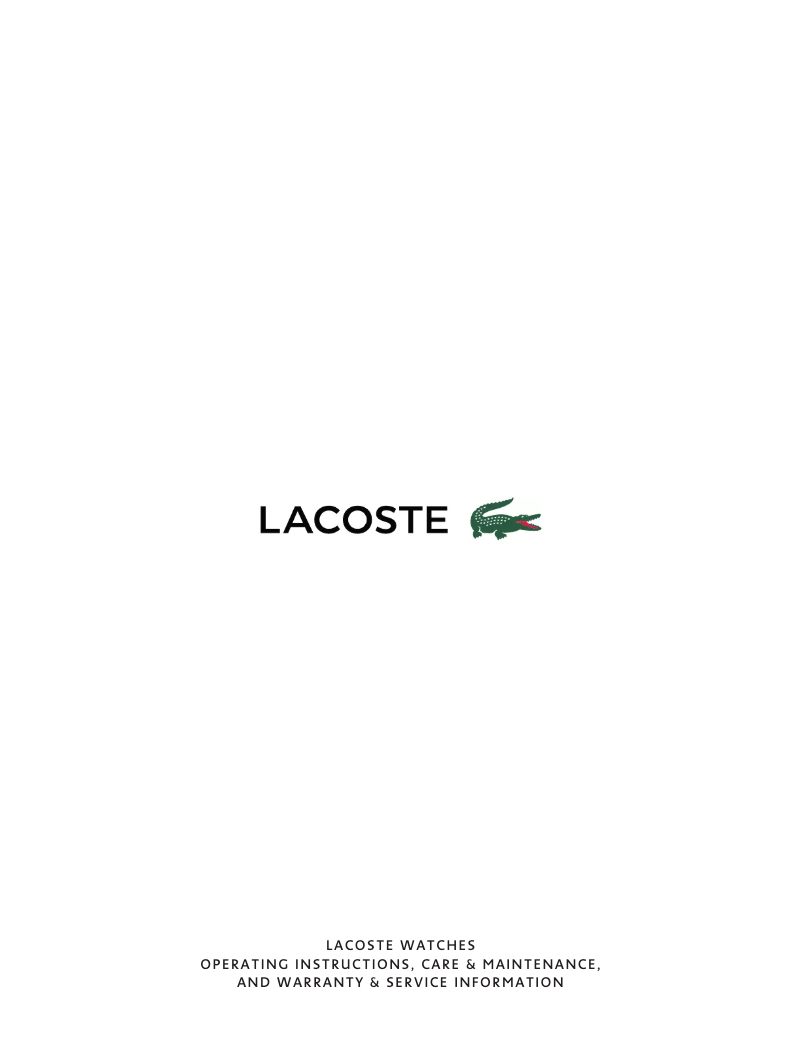 Page n°1 - Manuel utilisateur Lacoste 12.12 2010985