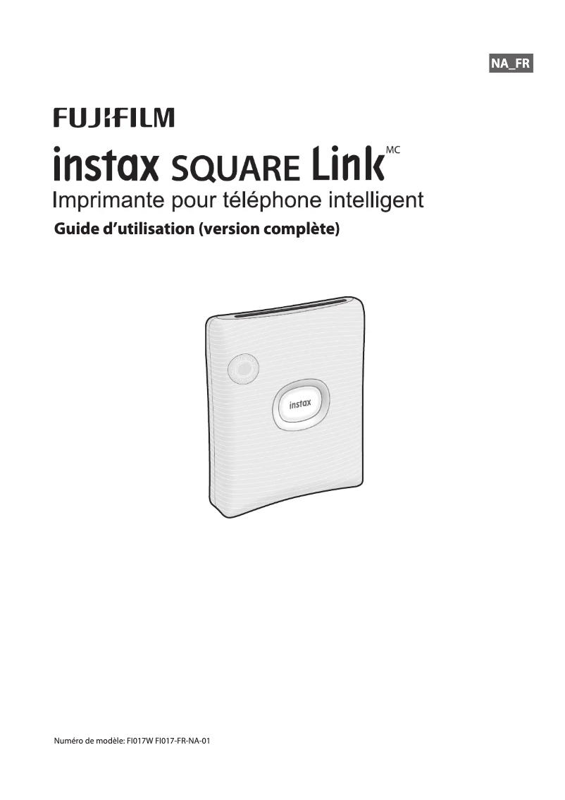 Image de la première page du manuel de l'appareil Instax Square Link