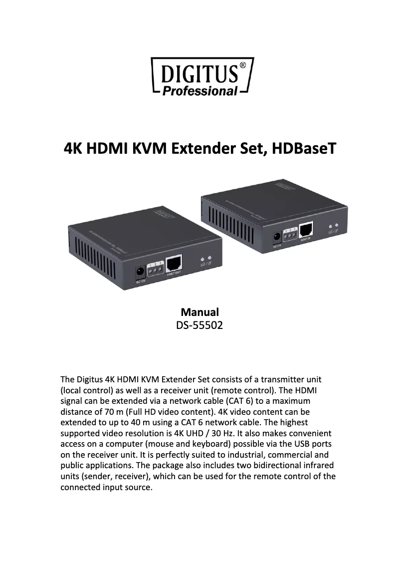 Page 1 de la notice Manuel utilisateur Digitus DS-55502