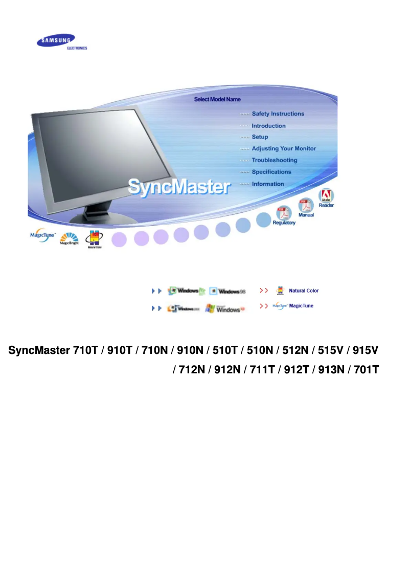 Page 1 de la notice Manuel utilisateur Samsung SyncMaster 512N