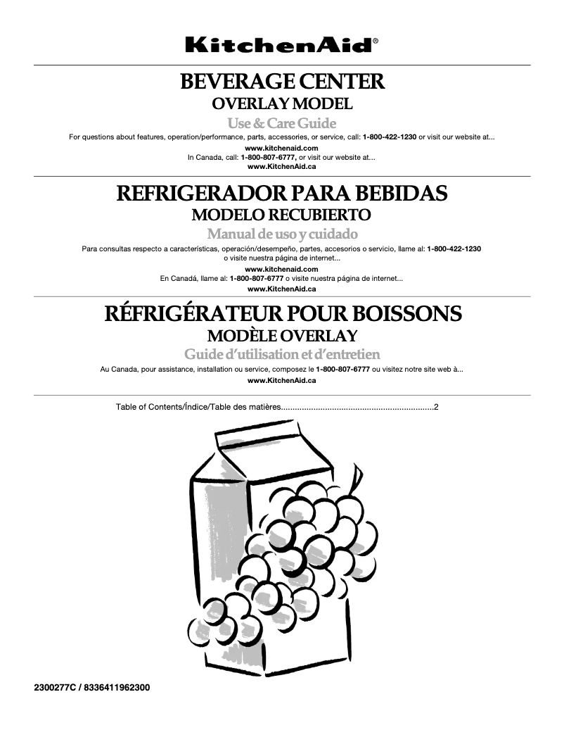 Page 1 de la notice Manuel utilisateur KitchenAid KBCO24RSBX