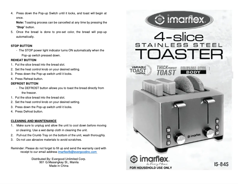 Image de la première page du manuel de l'appareil IS-84S