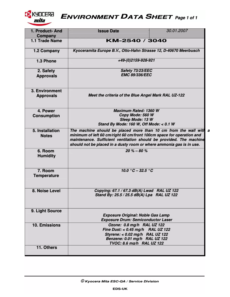 Image de la première page du manuel de l'appareil KM-2540